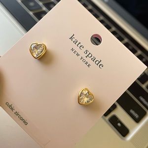 kate spade romantic rock heart stud crystal earrings